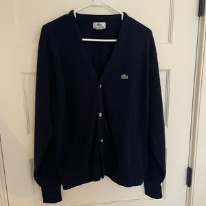 Dark navy blue Lacoste cardigan buttoned sweater